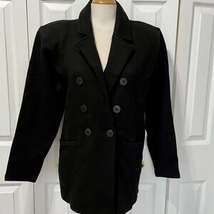 New Chico's Elegant Black Double-Breasted Knit Blazer